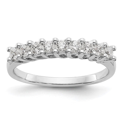 14K Weißgold Ring mit gemeinsamer Krappenfassung, 9 Diamanten, 0,5K komplett besetzte runde Diamanten