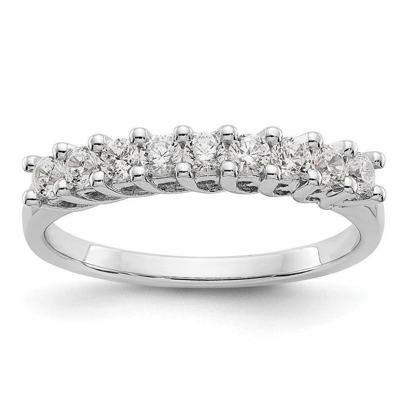 14K Weißgold Ehering mit 9 natürlichen Diamanten
