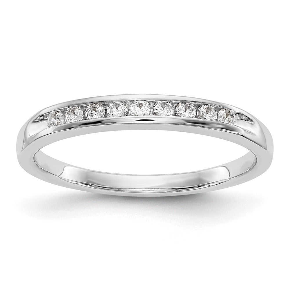14K Weißgold Ring mit 9 Steinen echten Diamanten in Kanalfassung