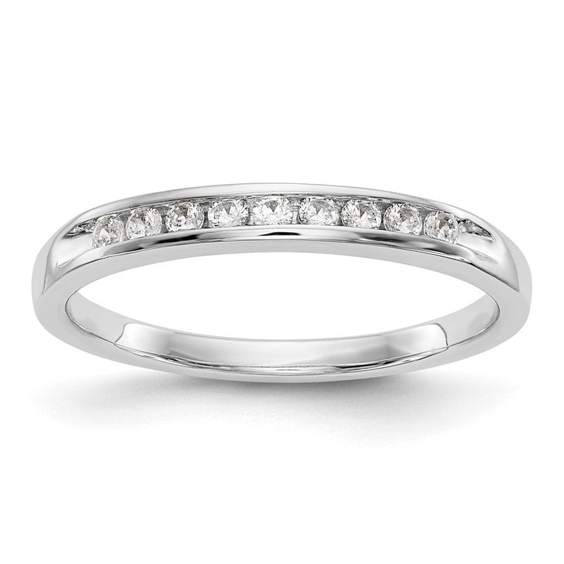 14K Weißgold Ring mit 9 Steinen echten Diamanten in Kanalfassung