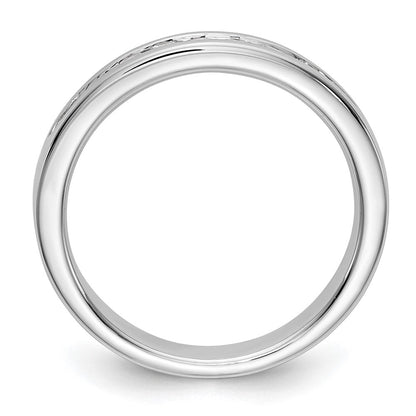 14K Weißgold Ring mit 9 Steinen, 0,25K rundem Diamant, komplett in Kanalfassung