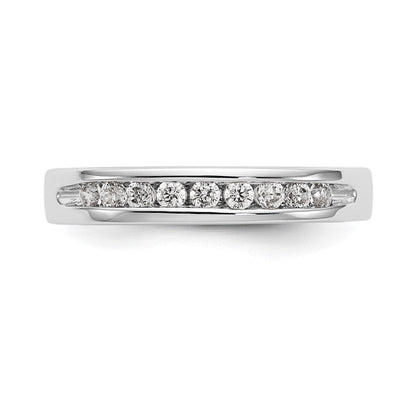 585 Weißgold Ehering mit 9 Diamanten in Kanalfassung