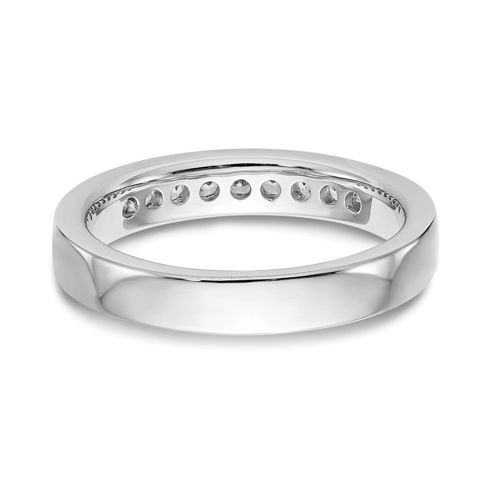 585 Weißgold Ehering mit 9 Diamanten in Kanalfassung