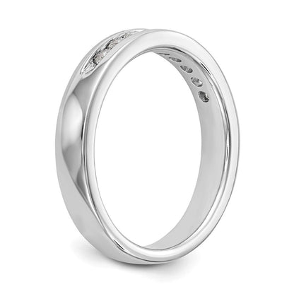 14K Weißgold Ring mit 9 Steinen, 0,25K rundem Diamant, komplett in Kanalfassung