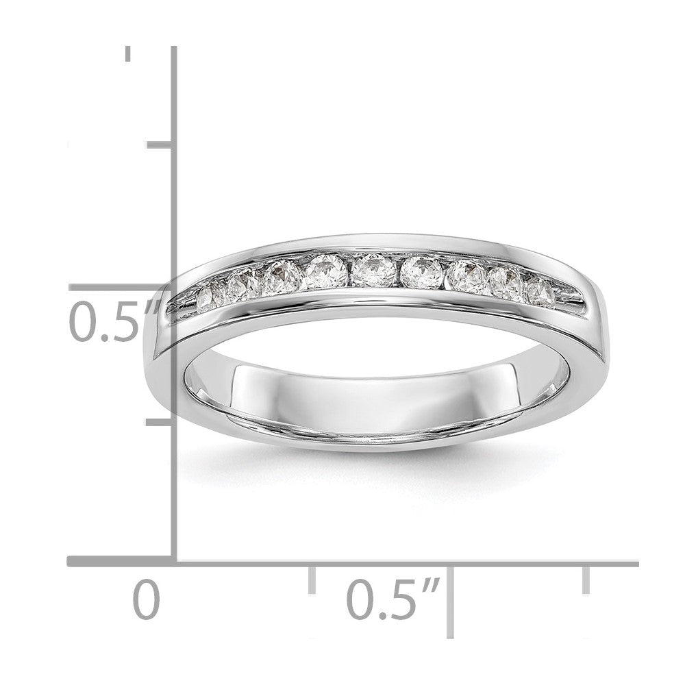 585 Weißgold Ehering mit 9 Diamanten in Kanalfassung