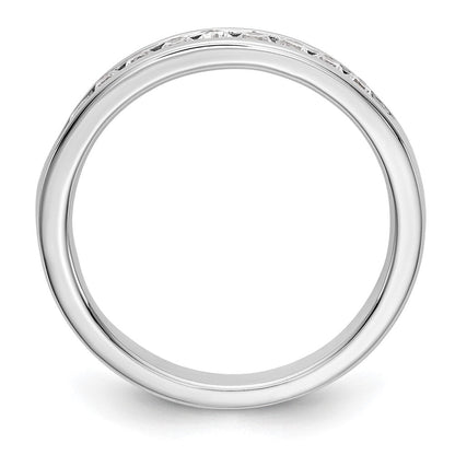 14K Weißgold Ehering mit 9 Diamanten in Kanalfassung