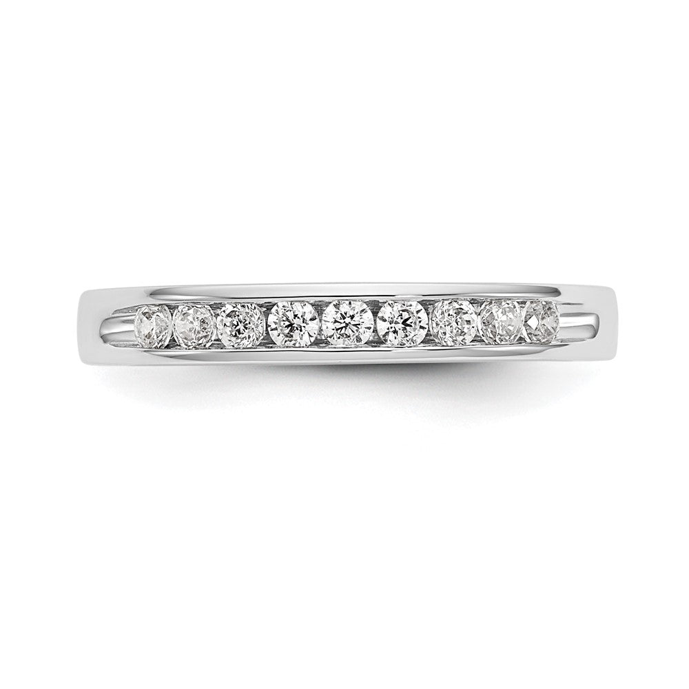 14K Weißgold Ehering mit 9 Diamanten in Kanalfassung