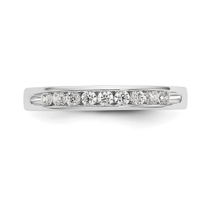 14K Weißgold Ehering mit 9 Diamanten in Kanalfassung