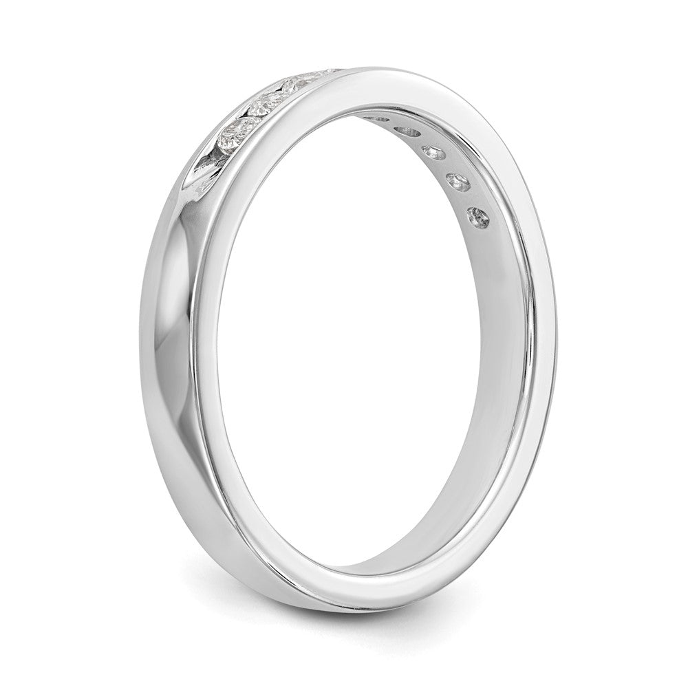 14K Weißgold Ehering mit 9 Diamanten in Kanalfassung