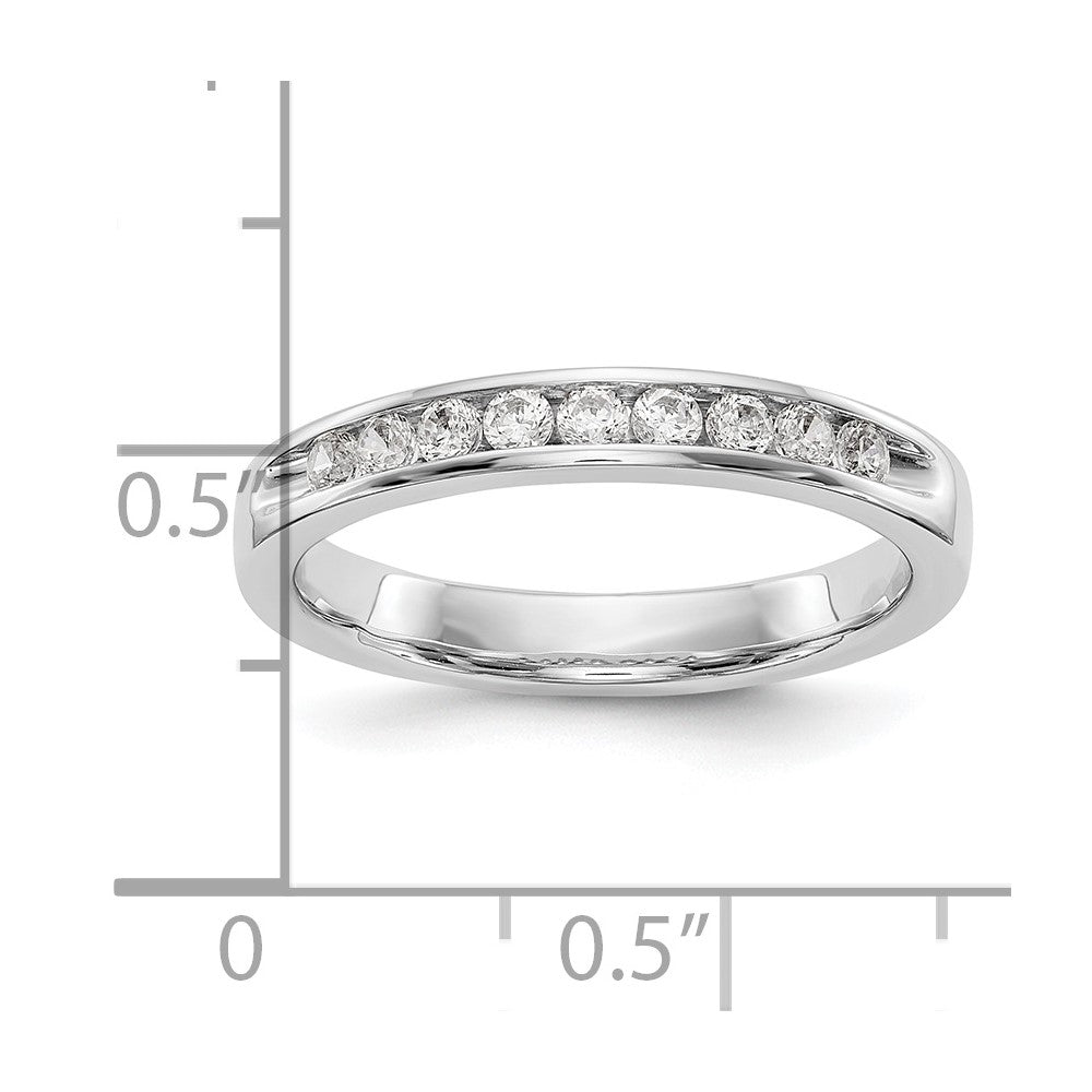 14K Weißgold Ehering mit 9 Diamanten in Kanalfassung