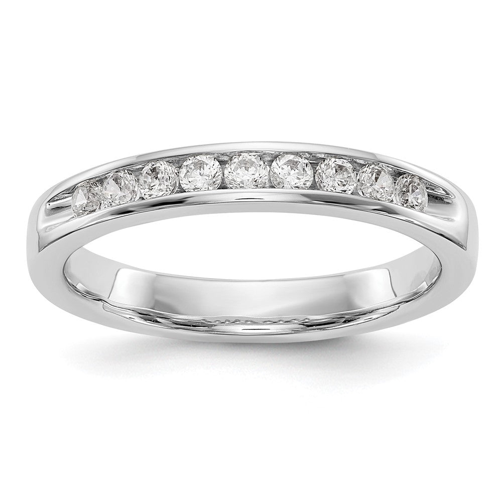 14K Weißgold Ring mit 9 Steinen, 0,33K runden Diamanten in Kanalfassung