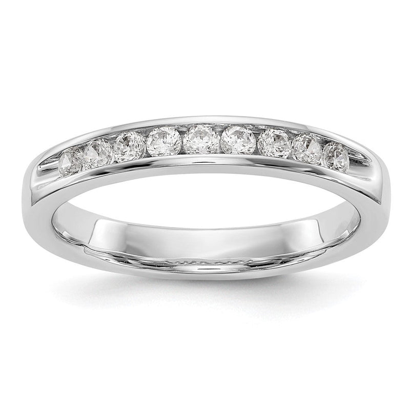 14K Weißgold Ehering mit 9 Diamanten in Kanalfassung
