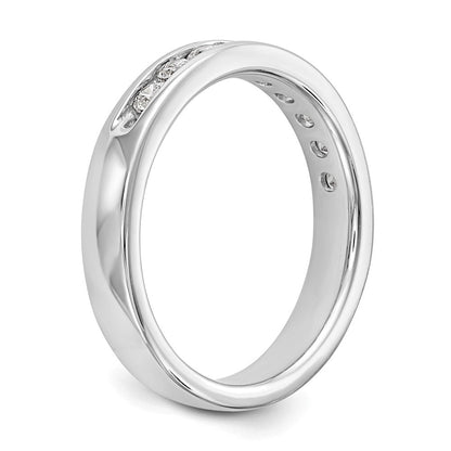 14K Weißgold Ehering mit 9 Diamanten in Kanalfassung