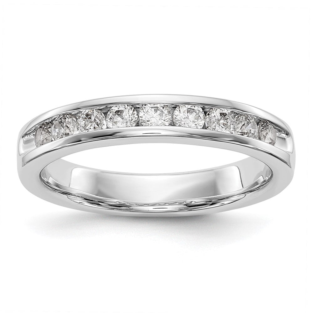 14K Weißgold Ring mit 9 Diamanten im Rundschliff, 0,5K, komplett Kanalfassung