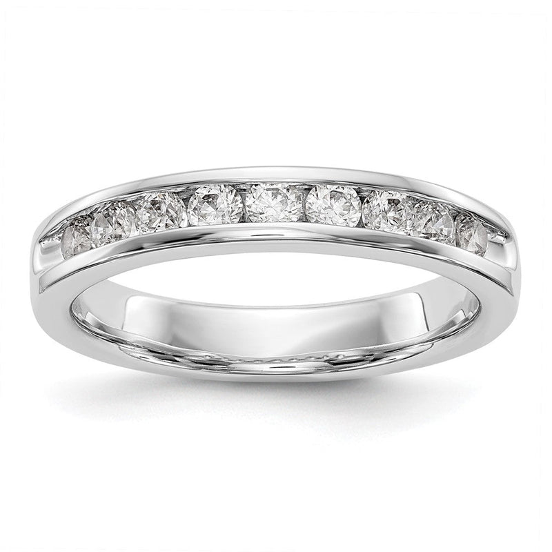 14K Weißgold Ehering mit 9 Diamanten in Kanalfassung