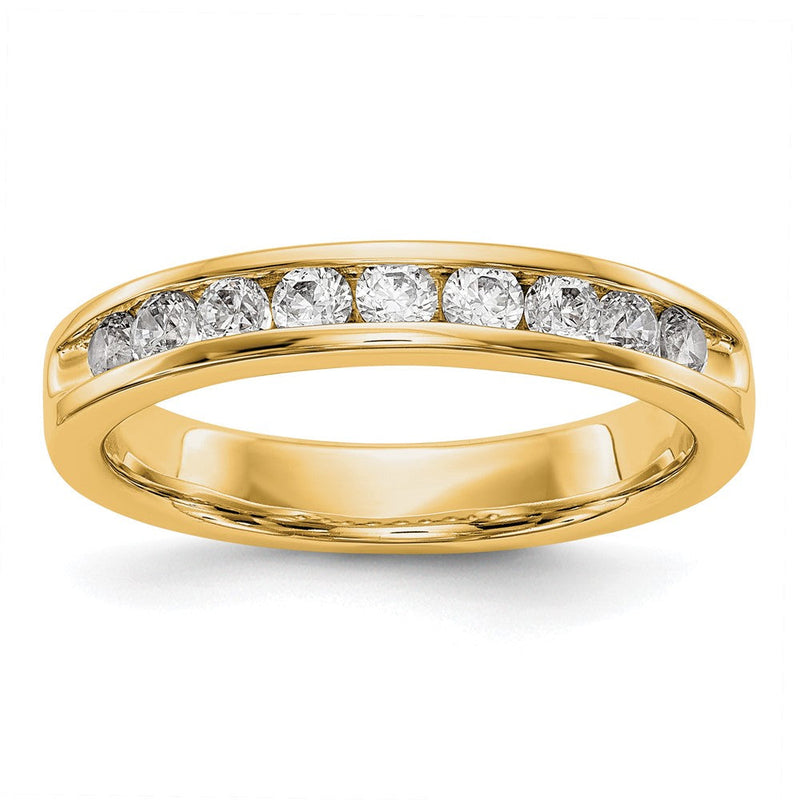 14K Gelbgold 9 Stein Diamant Kanalfassung Ring A4 Diamanten Si1/si2 G I