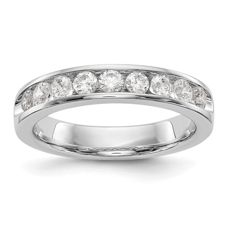 14K Weißgold Ehering mit 9 Diamanten in Kanalfassung