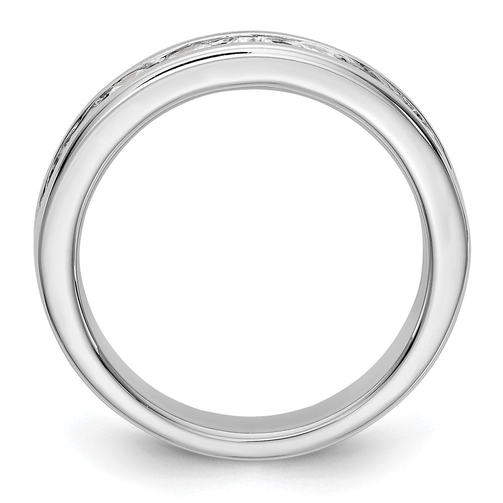 14K Weißgold Ring mit 9 runden Diamanten, 0,875 ct., Kanalfassung