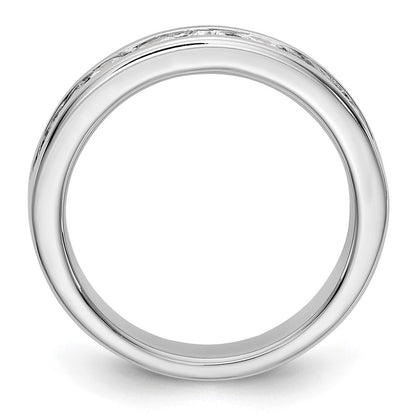 14K Weißgold Ring mit 9 runden Diamanten, 0,875 ct., Kanalfassung