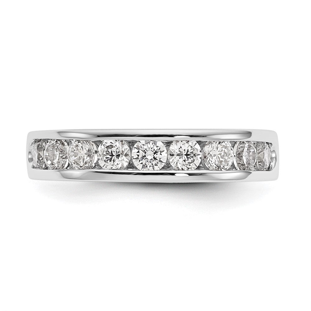 14K Weißgold Ring mit 9 runden Diamanten, 0,875 ct., Kanalfassung
