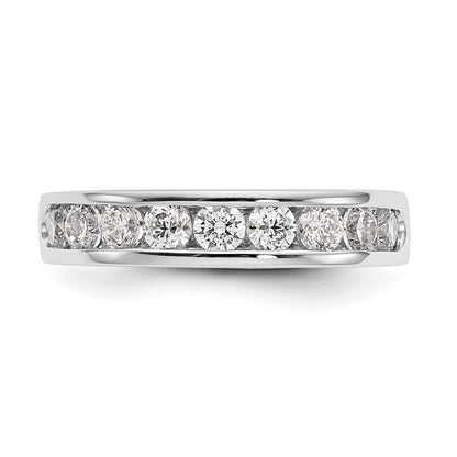 14K Weißgold Ring mit 9 runden Diamanten, 0,875 ct., Kanalfassung