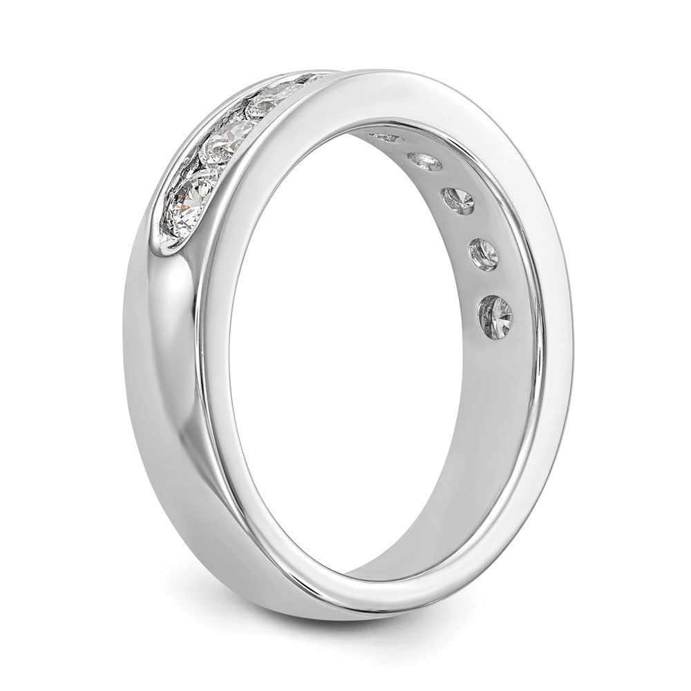 14K Weißgold Ring mit 9 runden Diamanten, 0,875 ct., Kanalfassung