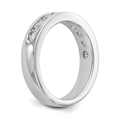 14K Weißgold Ring mit 9 runden Diamanten, 0,875 ct., Kanalfassung