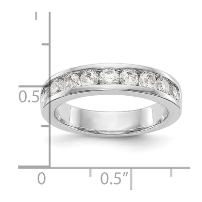 14K Weißgold Ring mit 9 runden Diamanten, 0,875 ct., Kanalfassung