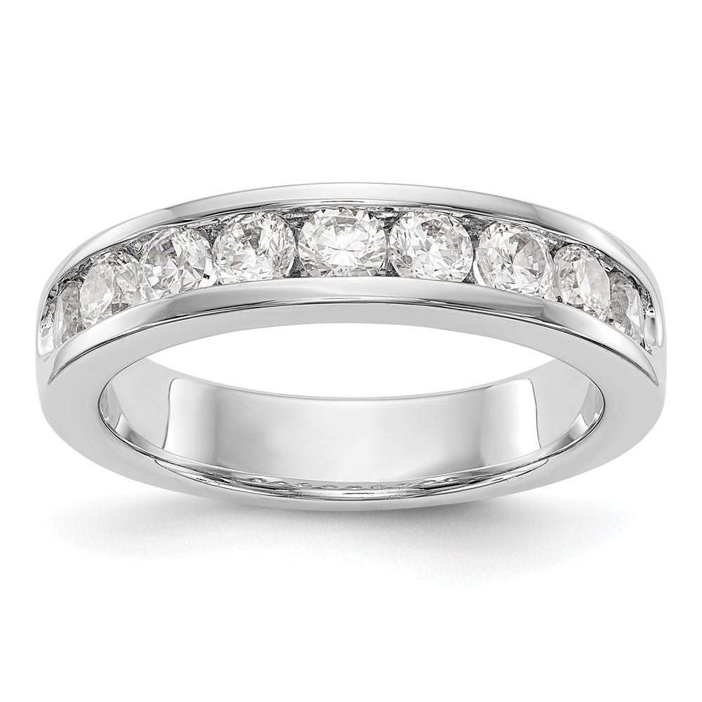 14K Weißgold Ring mit 9 runden Diamanten, 0,875 ct., Kanalfassung