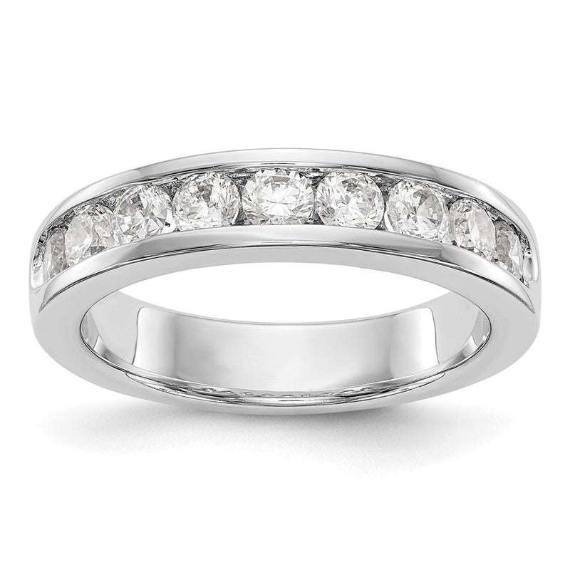14K Weißgold Ring mit 9 runden Diamanten, 0,875 ct., Kanalfassung