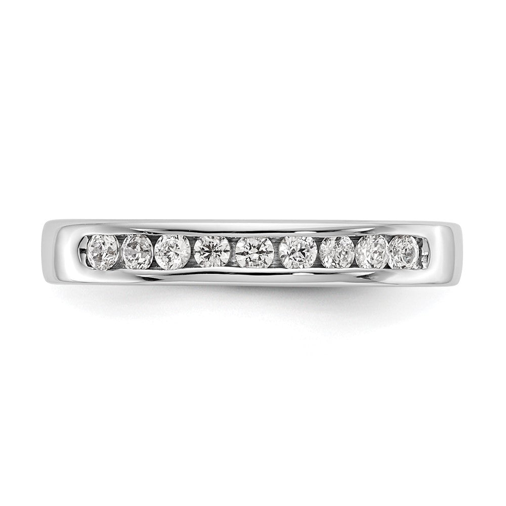 14K Weißgold Ehering mit 9 Diamanten in Kanalfassung