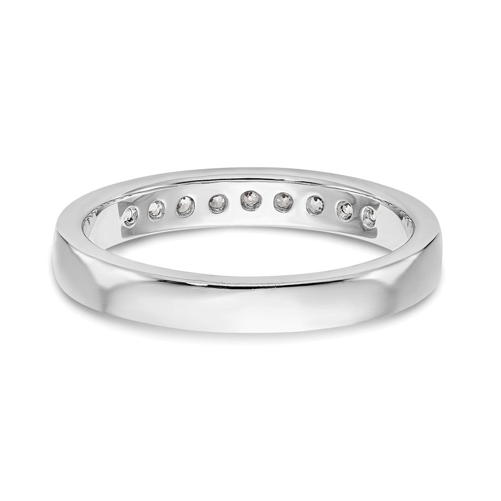 14K Weißgold Ehering mit 9 Diamanten in Kanalfassung