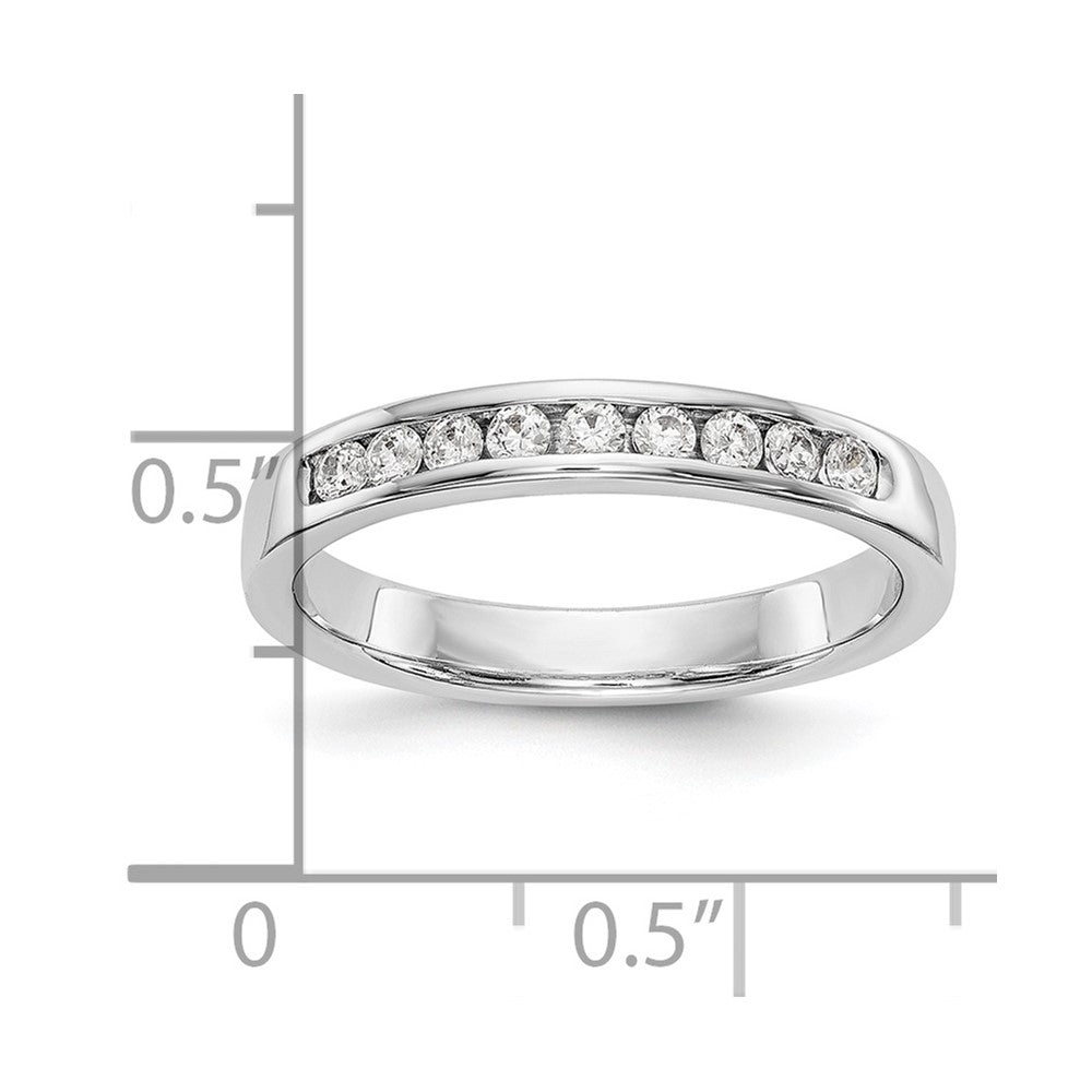 14K Weißgold Ring mit 9 Steinen, rund geschliffenen Diamanten, 0,33 ct., komplett Kanalfassung