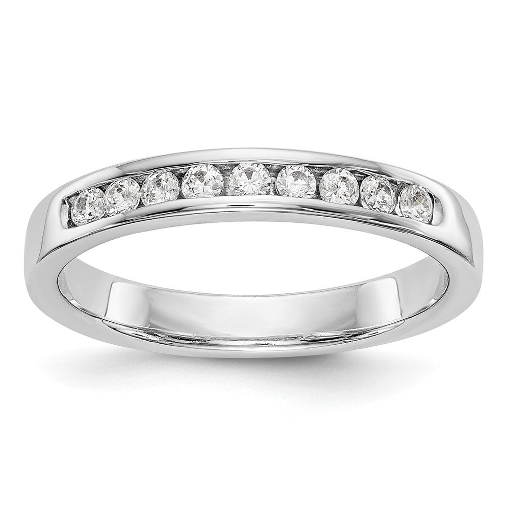 14K Weißgold Ring mit 9 Steinen, rund geschliffenen Diamanten, 0,33 ct., komplett Kanalfassung