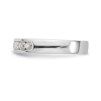 14K Weißgold Ring mit 9 Steinen, 0,5K rund geschliffenen Diamanten, komplett in Kanalfassung