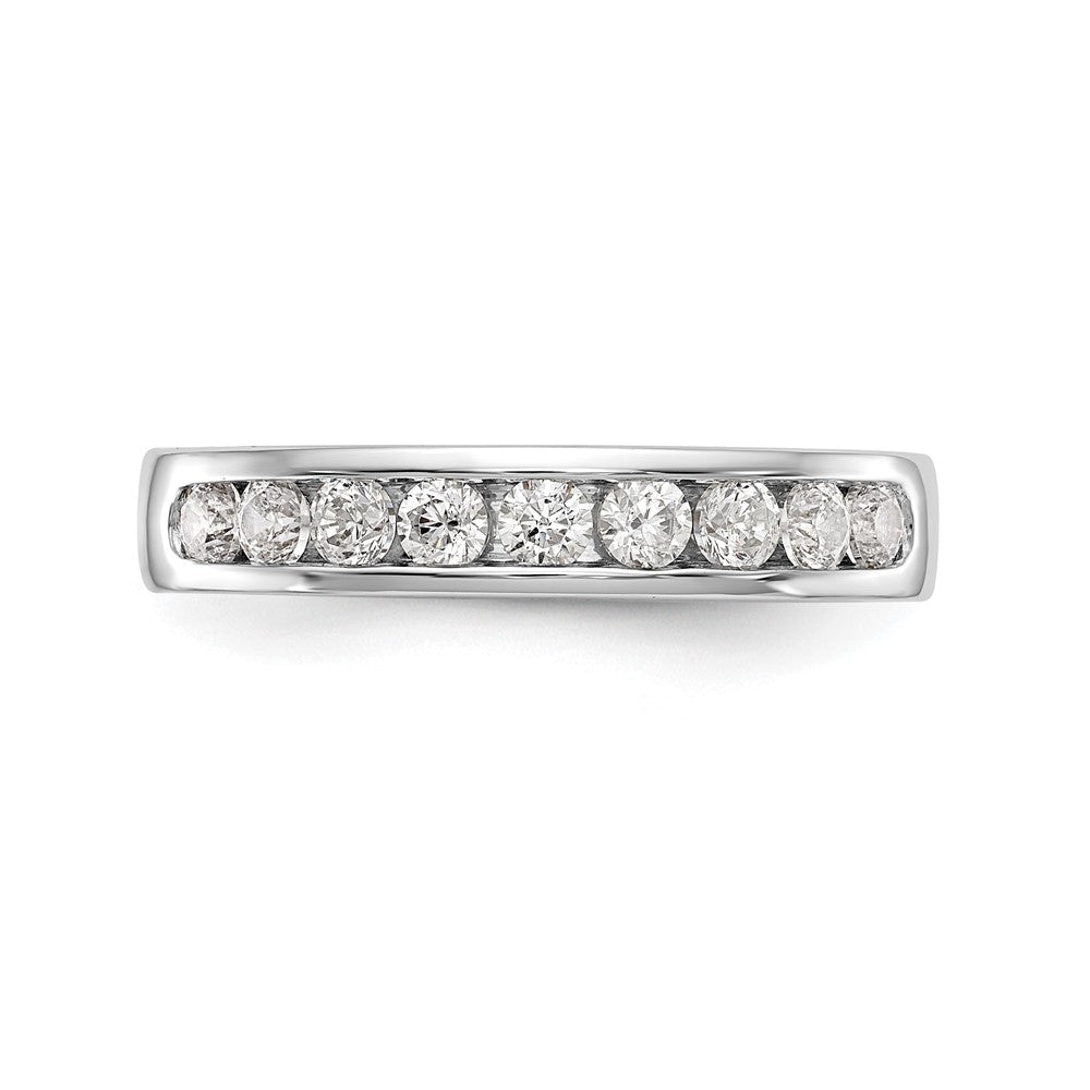 14K Weißgold Ehering mit 9 Diamanten in Kanalfassung