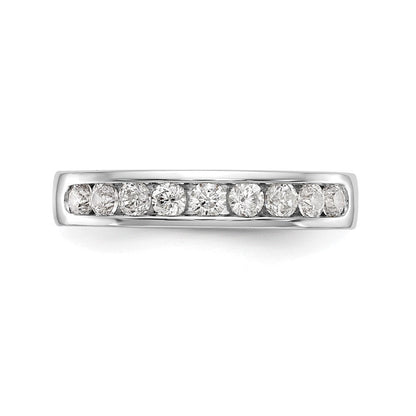 14K Weißgold Ehering mit 9 Diamanten in Kanalfassung