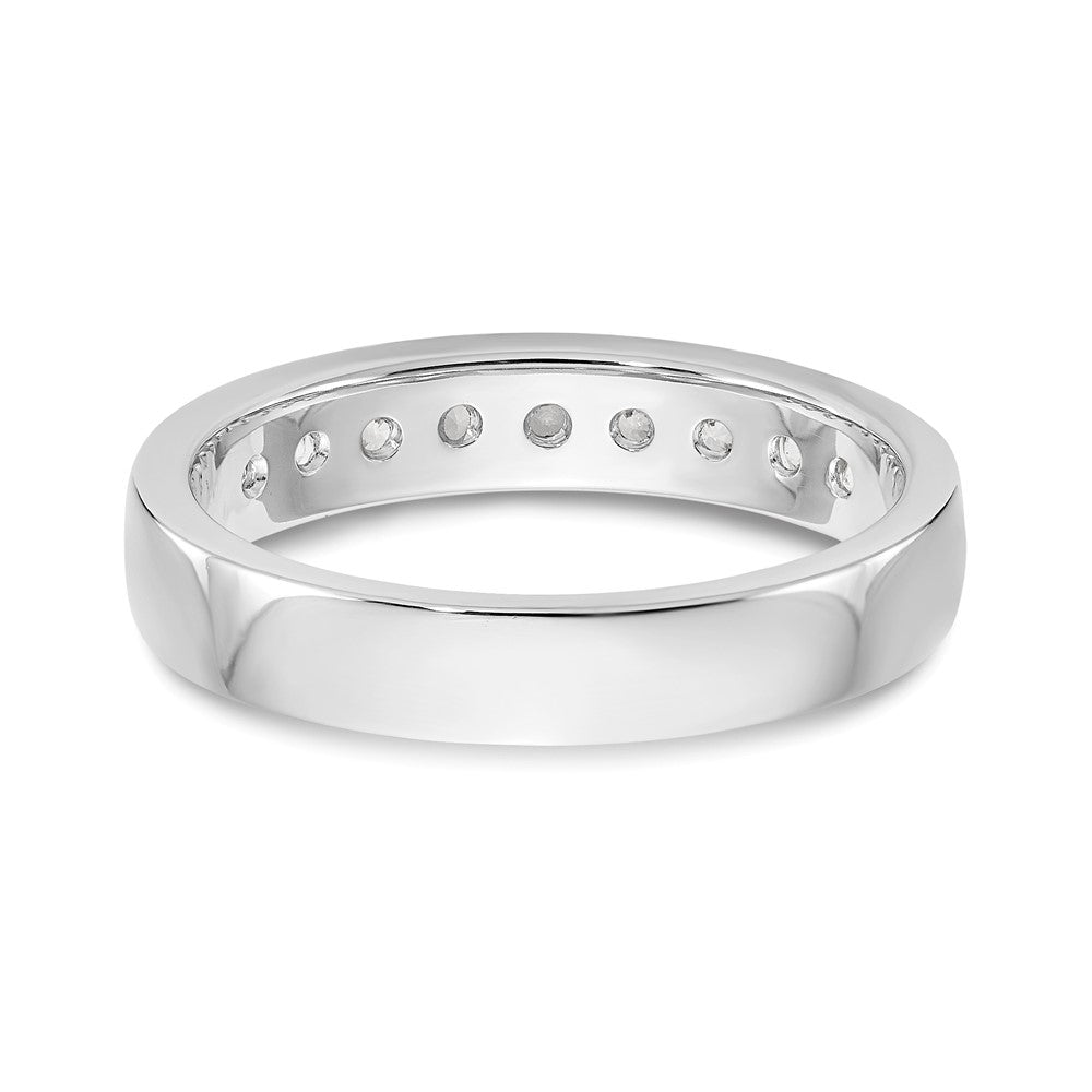 14K Weißgold Ehering mit 9 Diamanten in Kanalfassung