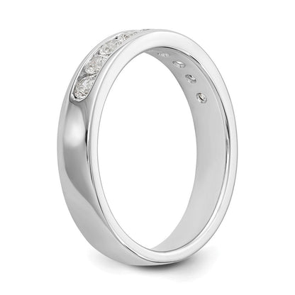 14K Weißgold Ring mit 9 Steinen, 0,5K rund geschliffenen Diamanten, komplett in Kanalfassung