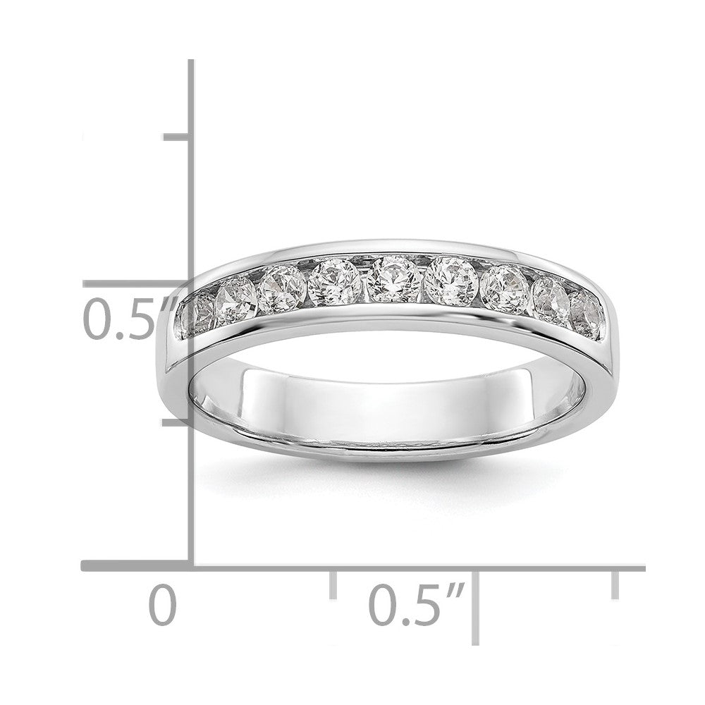 14K Weißgold Ring mit 9 Steinen, 0,5K rund geschliffenen Diamanten, komplett in Kanalfassung