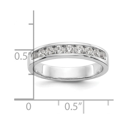 14K Weißgold Ring mit 9 Steinen, 0,5K rund geschliffenen Diamanten, komplett in Kanalfassung