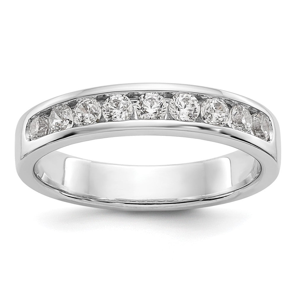 14K Weißgold Ehering mit 9 Diamanten in Kanalfassung