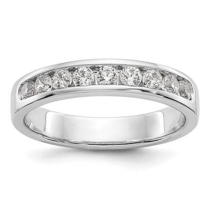 14K Weißgold Ehering mit 9 Diamanten in Kanalfassung