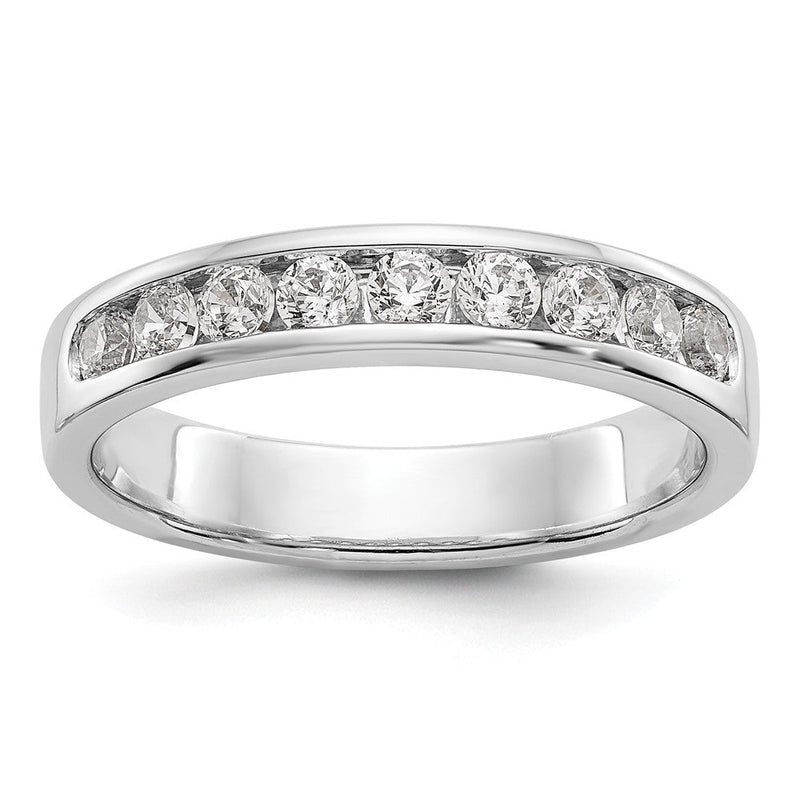 14K Weißgold Ehering mit 9 Diamanten in Kanalfassung