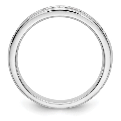 14K Weißgold Ehering mit kanalgefassten 9 natürlichen Diamanten