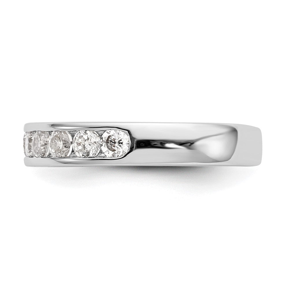 14K Weißgold Ehering mit kanalgefassten 9 natürlichen Diamanten