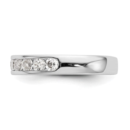 14K Weißgold Ehering mit kanalgefassten 9 natürlichen Diamanten