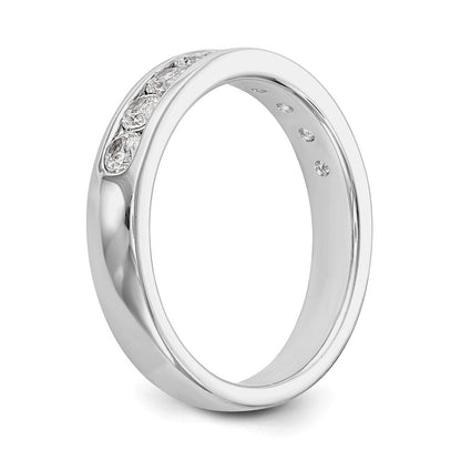 14K Weißgold Ehering mit kanalgefassten 9 natürlichen Diamanten