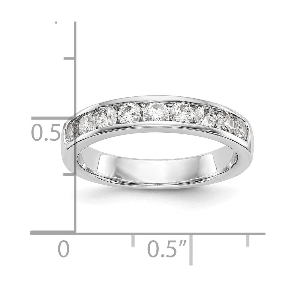 14K Weißgold Ehering mit kanalgefassten 9 natürlichen Diamanten