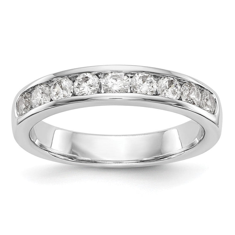 14K Weißgold Ehering mit kanalgefassten 9 natürlichen Diamanten